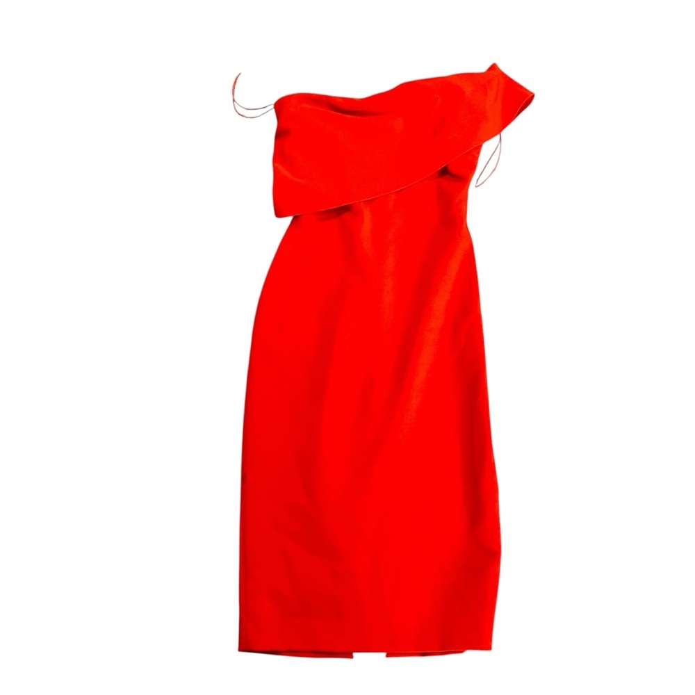 Likely Red Ruffle One Shoulder Knee Length Dress Size 2 Cocktail Bodycon - Picture 4 of 9